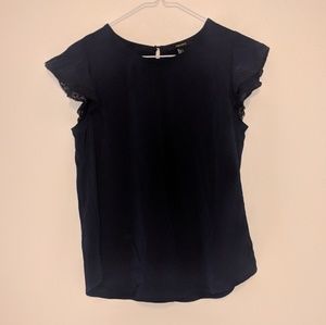 Navy blue shirt with cap sleeves